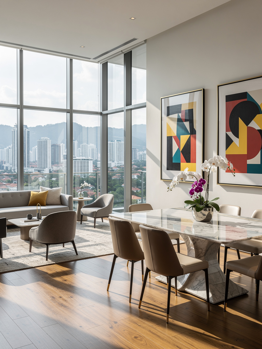 Luxury condominium living room in Bangsar, Kuala Lumpur